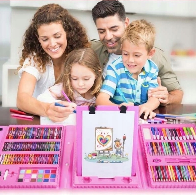 ZESTAW ARTYSTYCZNY DO RYSOWANIA 208 ELEMENTÓW DLA DZIECKA TABLICA + WALIZKA Kod producenta zestaw do malowania Malowanki dla dzieci