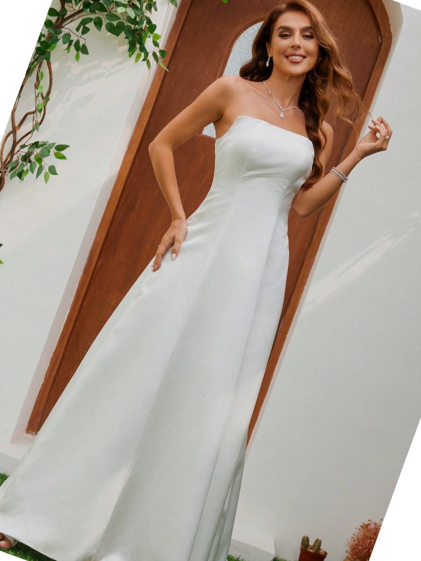 Svatební šaty s odhalenými rameny Yumibravo A-line Saténové S 36