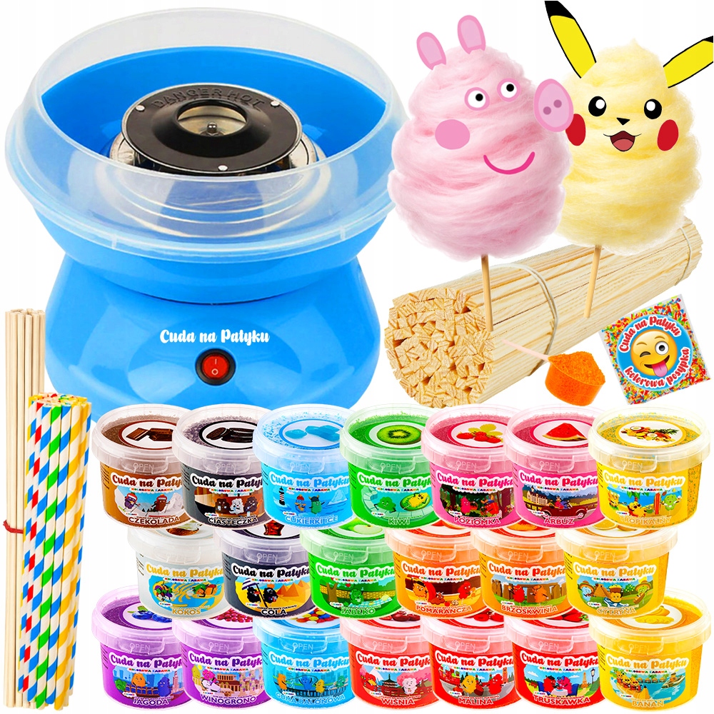 Maszyna do Waty Cukrowej Cukier Kolorowy Smakowy Patyczki Maszynka Domowa