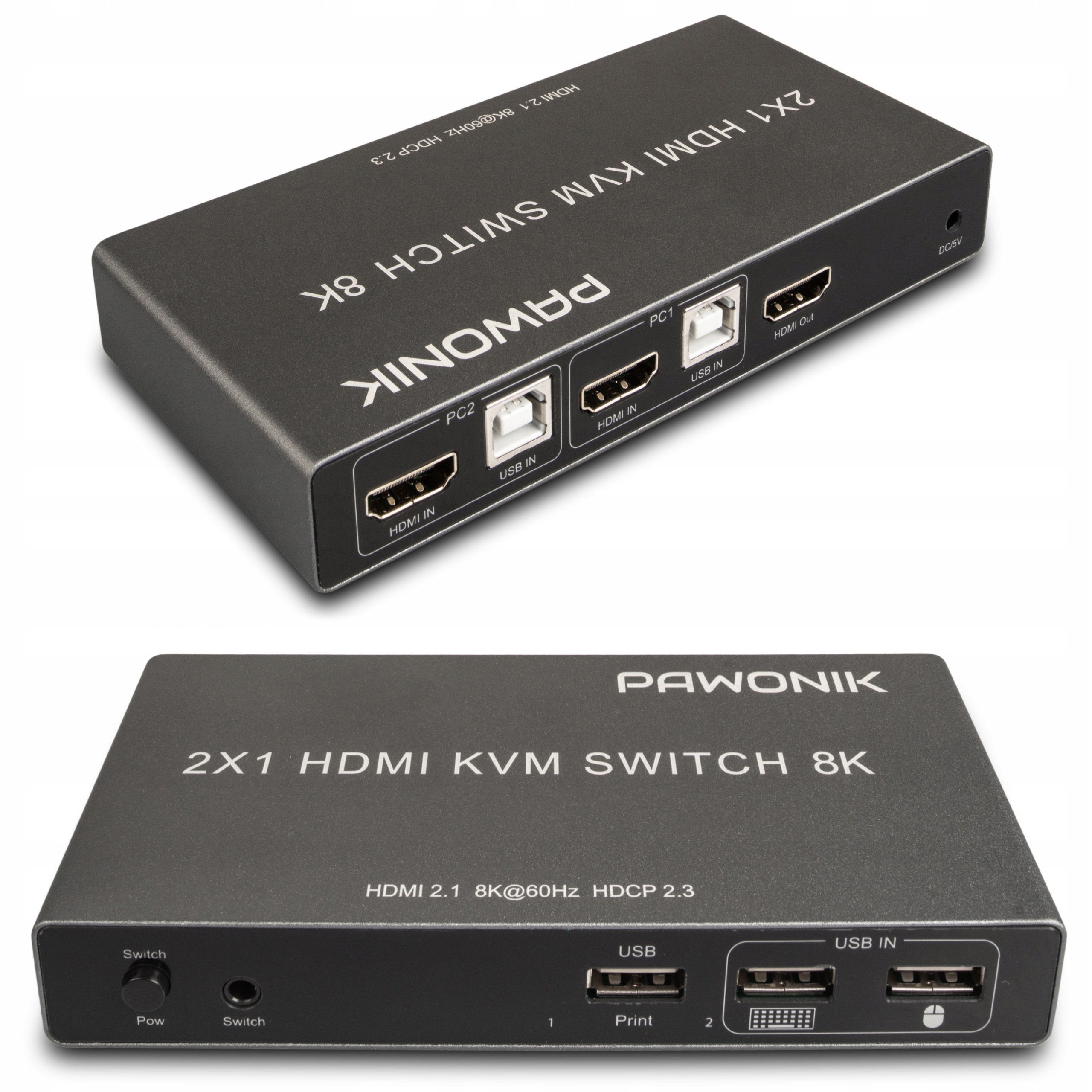 Konzola Kvm Hdmi 2.1 Switch 4K 120Hz 8K 2 Počítače 1 Monitor