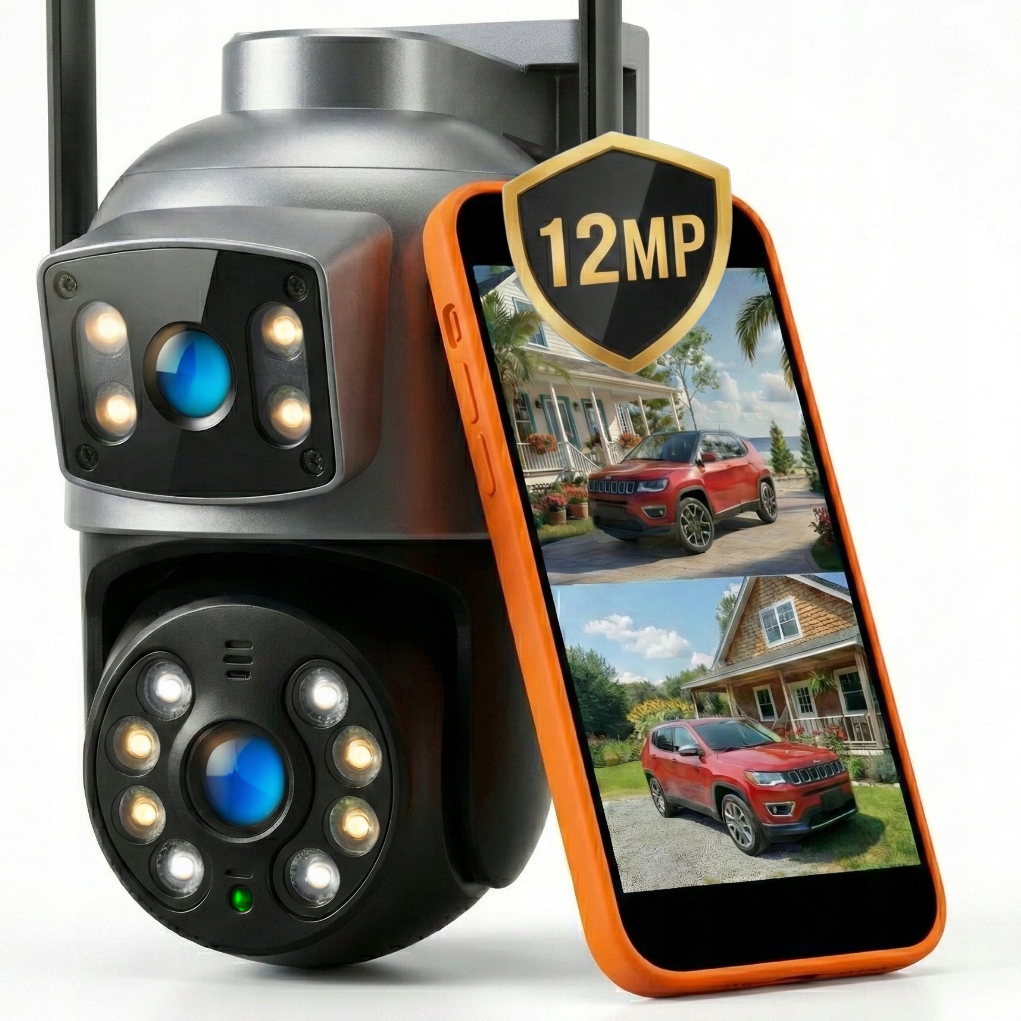 Dvojitá Wifi Ip Venkovní Otočná Kamera 12MPX Mikrofon Uhd Funkce Ai