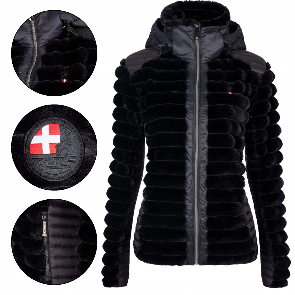 Kurtka damska zimowa Aulp Notil z kapturem pikowana Czarna L