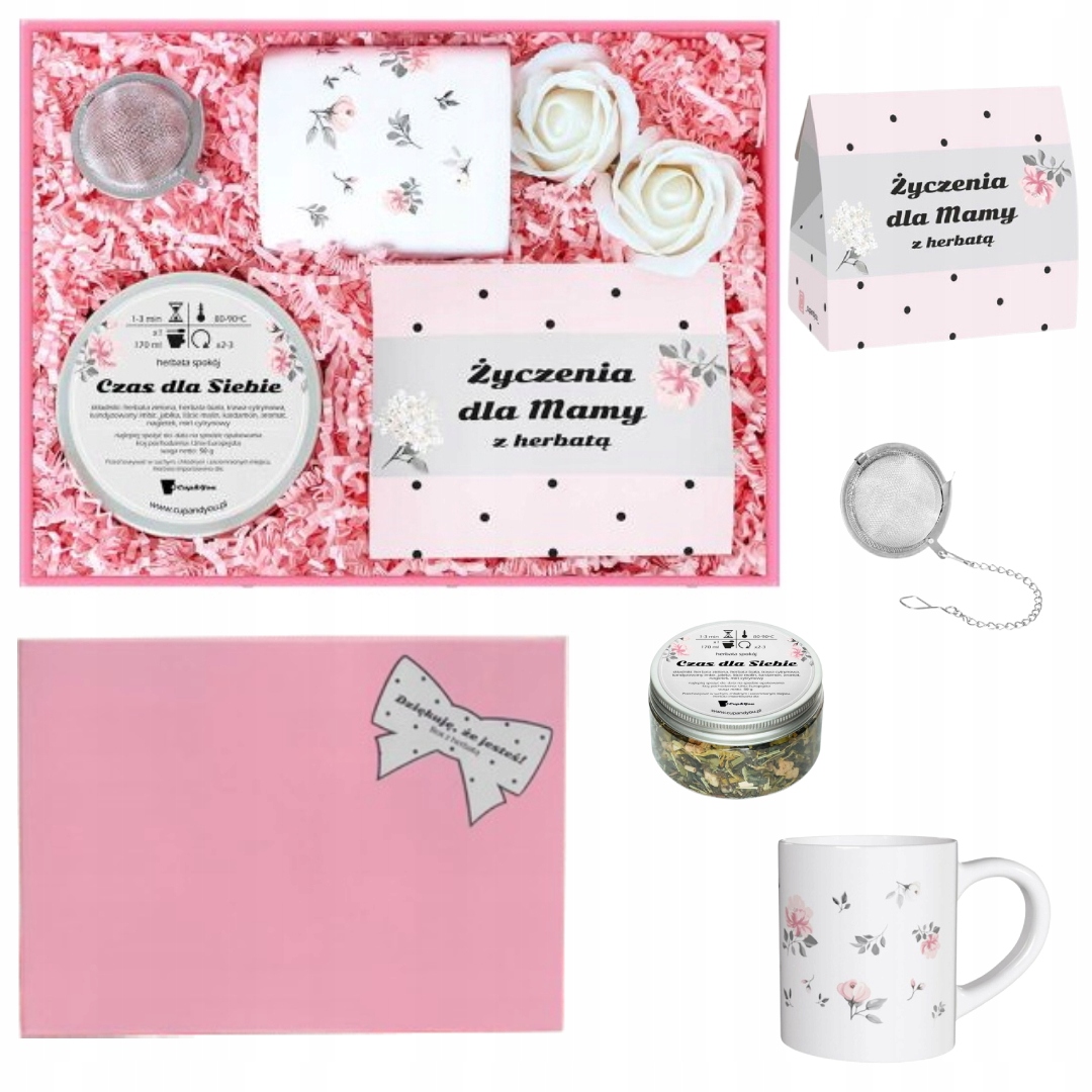 Levně Výjimečná sada Box na Den Matek s čokoládovým čajem a hrnkem a růžemi