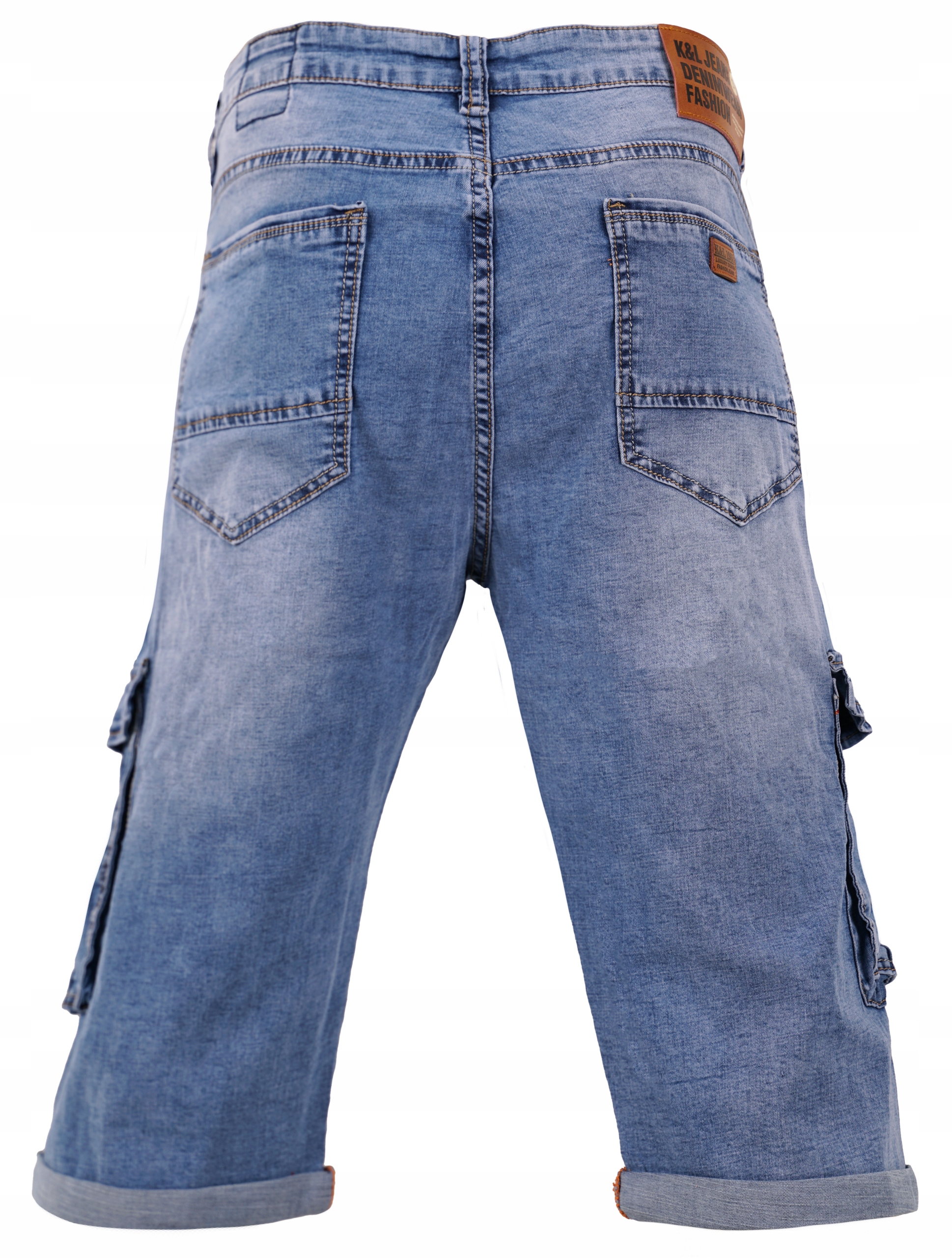 KRÓTKIE SPODENKI MĘSKIE JEANS BOJÓWKI W39 102-110 Wzór dominujący bez wzoru