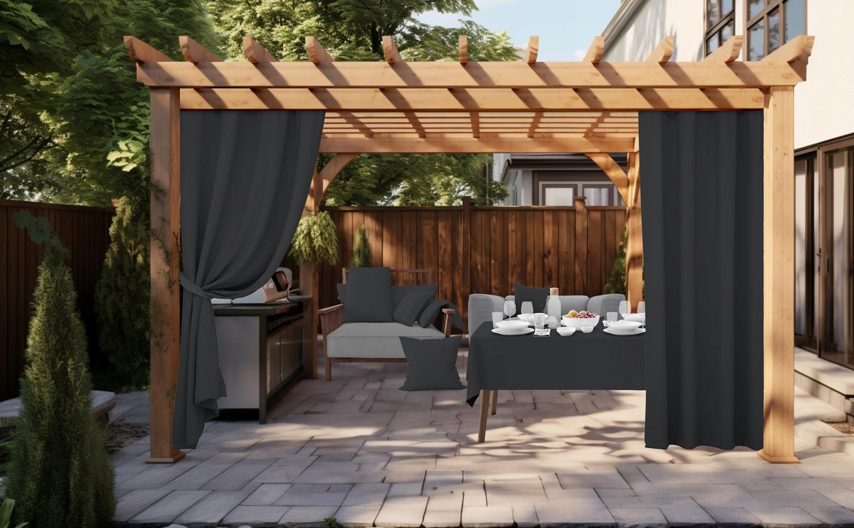 ZASŁONY OGRODOWE 155x180 WODOODPORNE ZASŁONA NA TARAS DO ALTANY TUNEL Producent HomeView