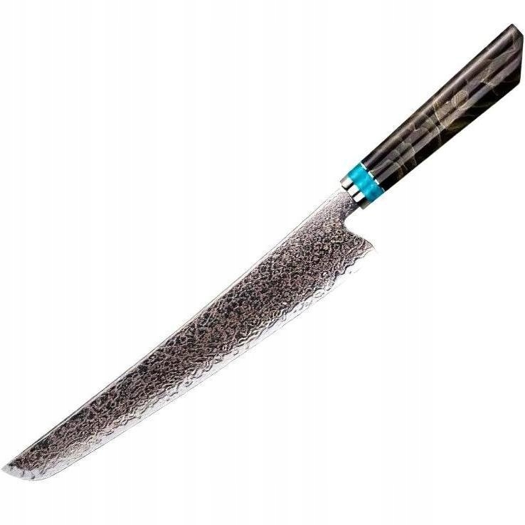 Damaškový kuchynský nôž Zetsu Slicer/Hnedá/Modrá KP-37412