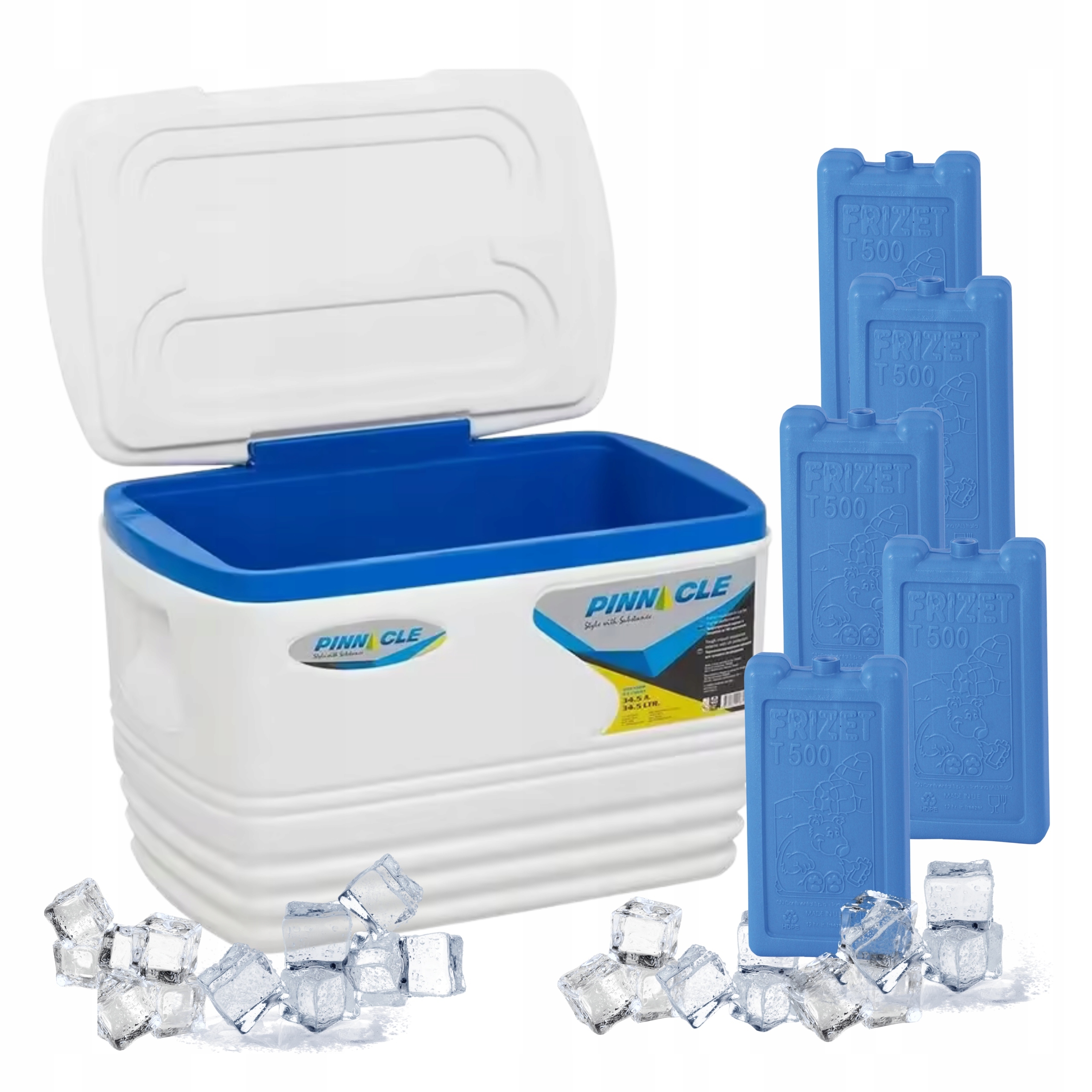 Turistická lednička 34,5 l Bílá Pinnacle 5 mrazicích náplní 500 ml