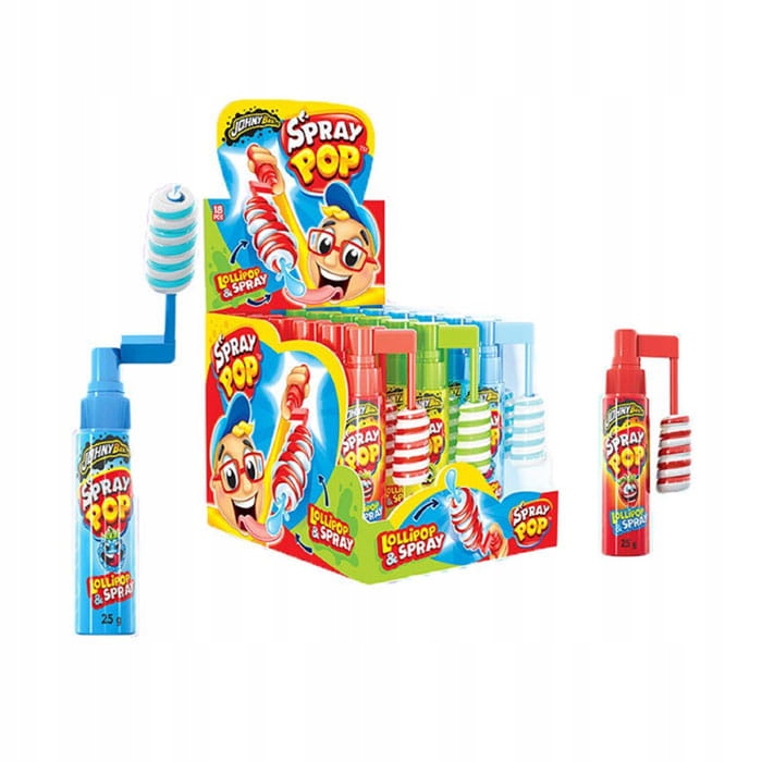 Levně Johny Bee Spray Pop Lízátko Sprej (25 G) 18 Ks