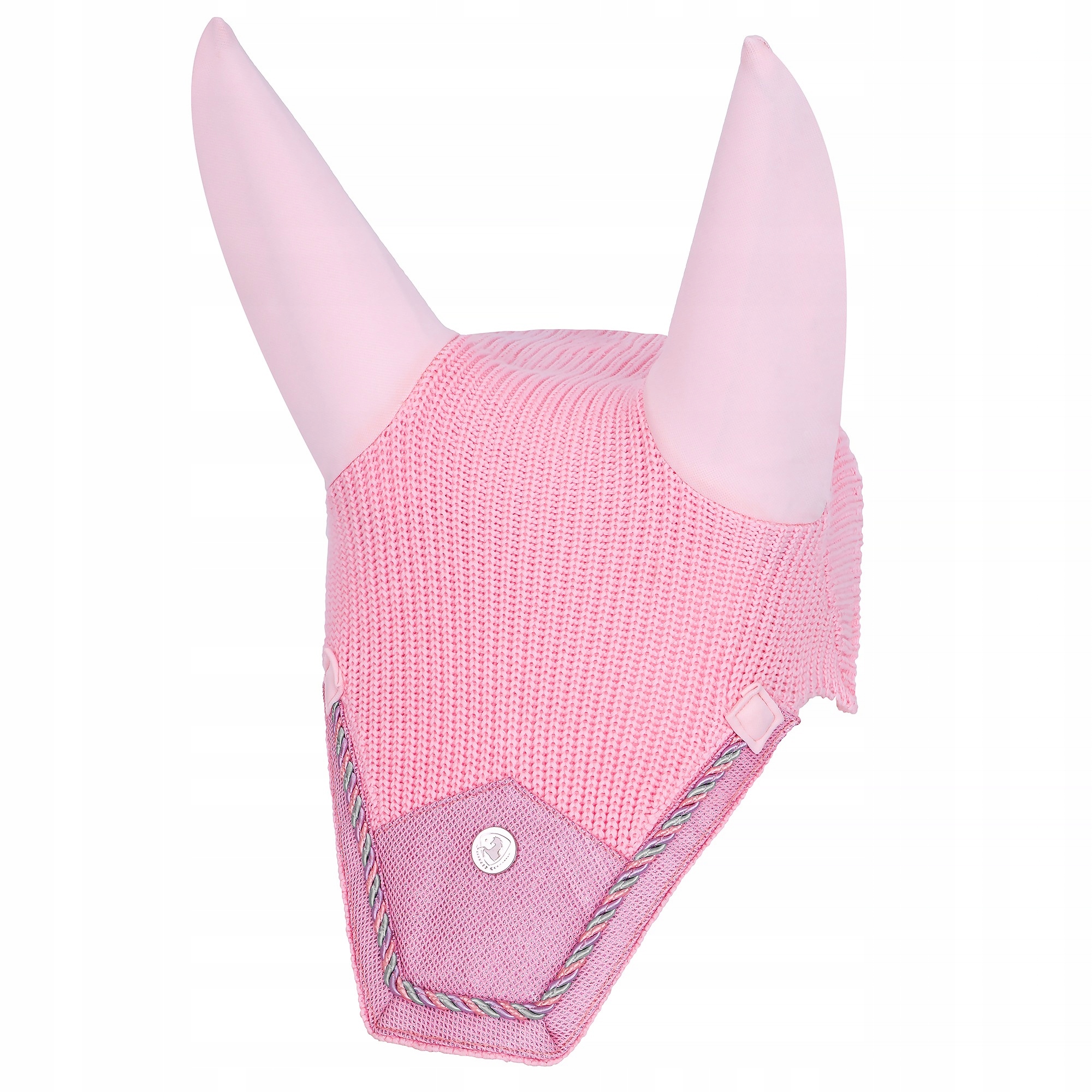 Nauszniki dla konia różowe z brokatem miękkie elastyczne