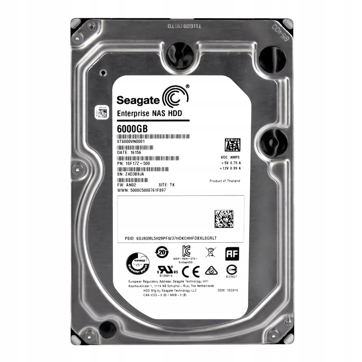 Seagate Enterprise Nas Hdd 6TB 7.2K 128MB Sata III 3.5'' ST6000VN0001