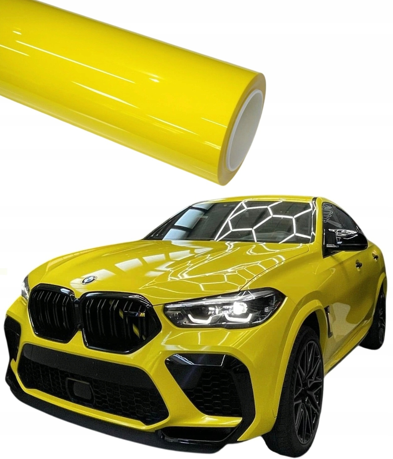 Folia Żółty Lemon Połysk 50cm x 152cm Crystal Żółta Samochodowa Okleina Pet