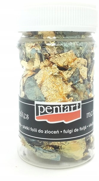 Zlaté ozdobné vločky pro dekoraci Decoupage Zlaté a zelené sklenice 100 ml
