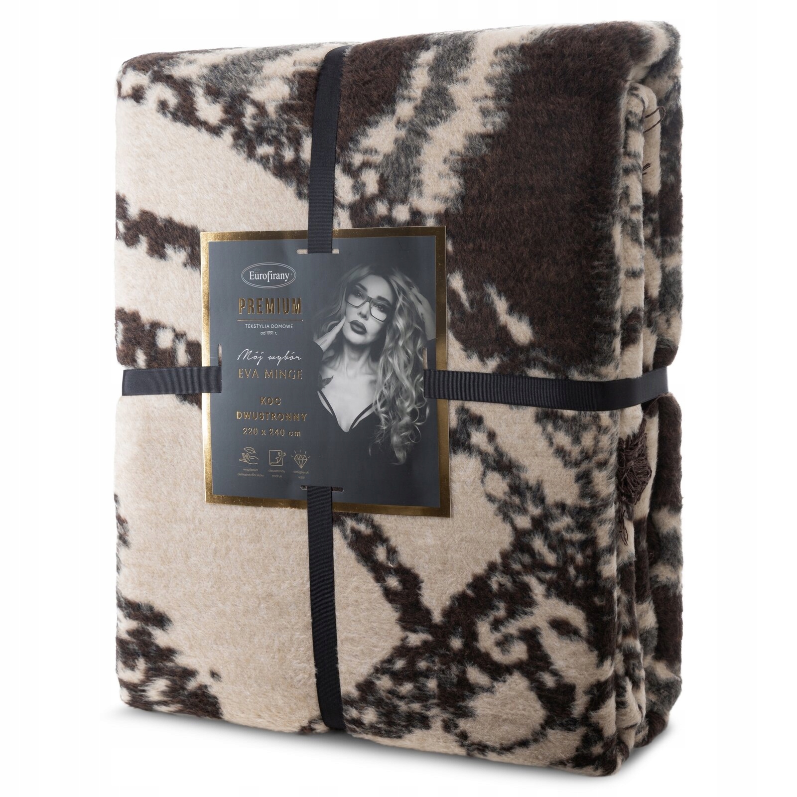 Deka akryl 1 Eva Minge 220 x 240 cm hnědá na postel, teplá a měkká