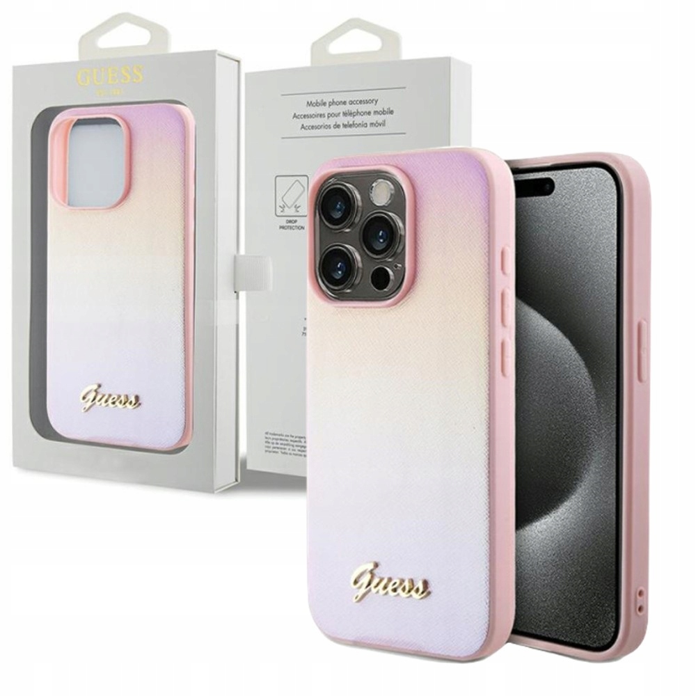 Exkluzivní Pouzdro Zadní Kryt Guess Saffiano Iridescent Pro Iphone 15 Pro Max Case