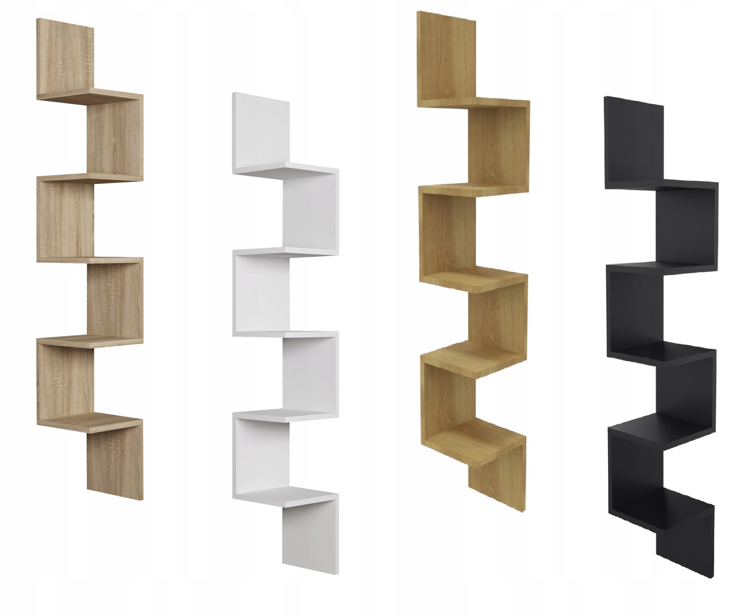 Półka narożna wisząca ścienna regał na książki do salonu 125 cm biały mat Wysokość mebla 125 cm