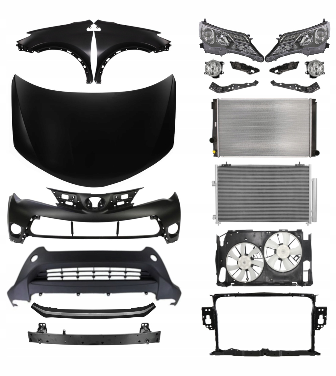 Toyota Rav 4 12-16 Maska Zderzak Błotnik Pas ZESTAW CZĘŚCI