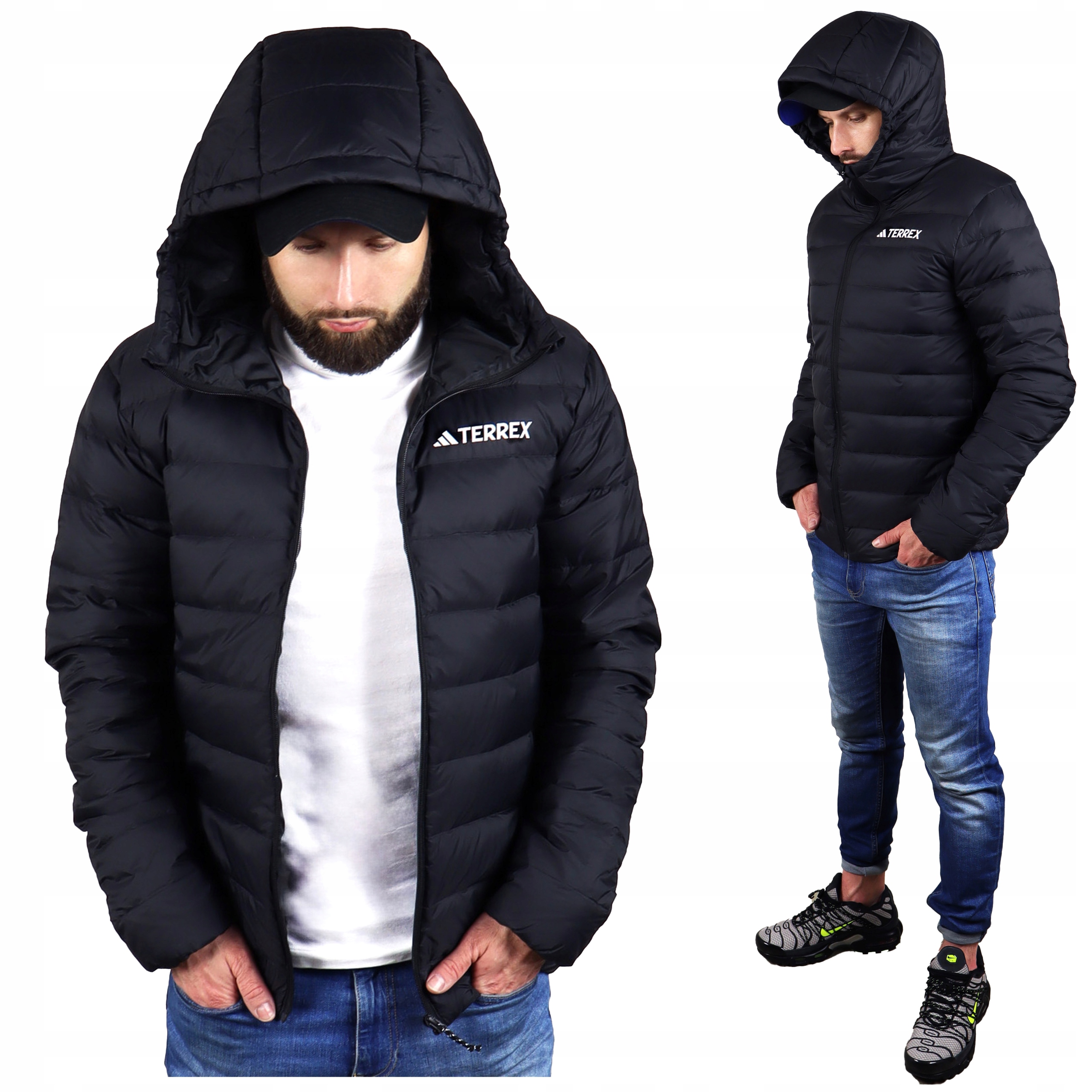 Adidas Puch Přírodní pánská Zimní péřová bunda s kapucí teplá na zimu