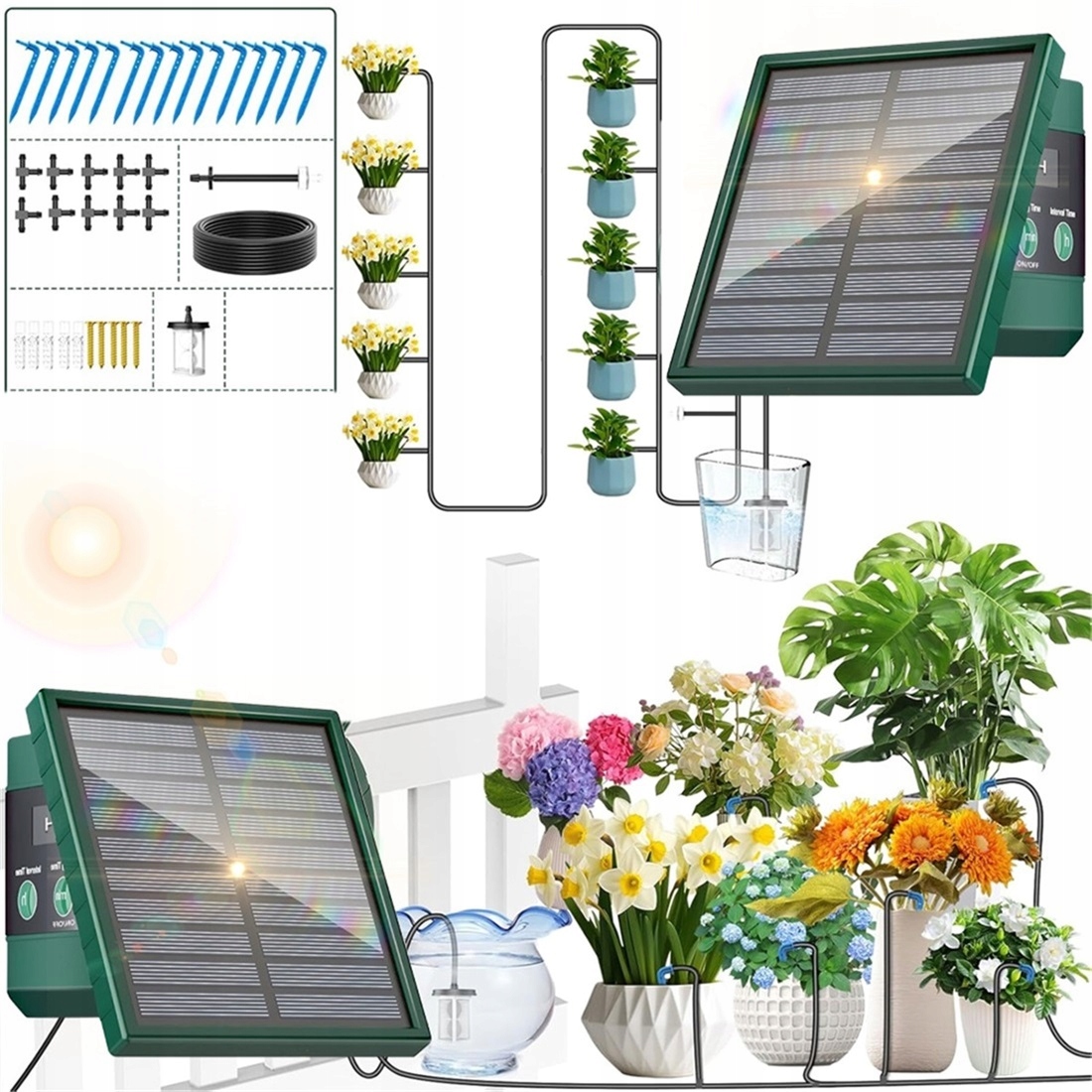 Automatické zavlažování Elektronický solární systém zavlažování Regulovatelný