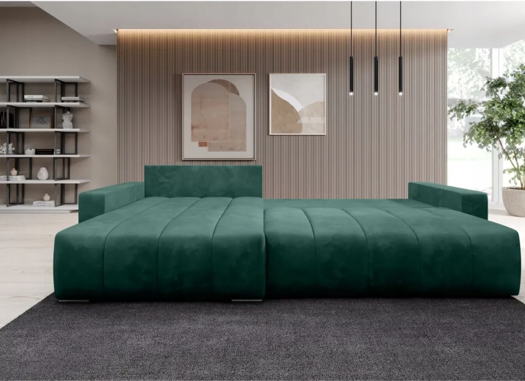 Narożnik rozkładany Castello, funkcja spania, nowoczesny, wybór tkanin Głębokość mebla 178 cm