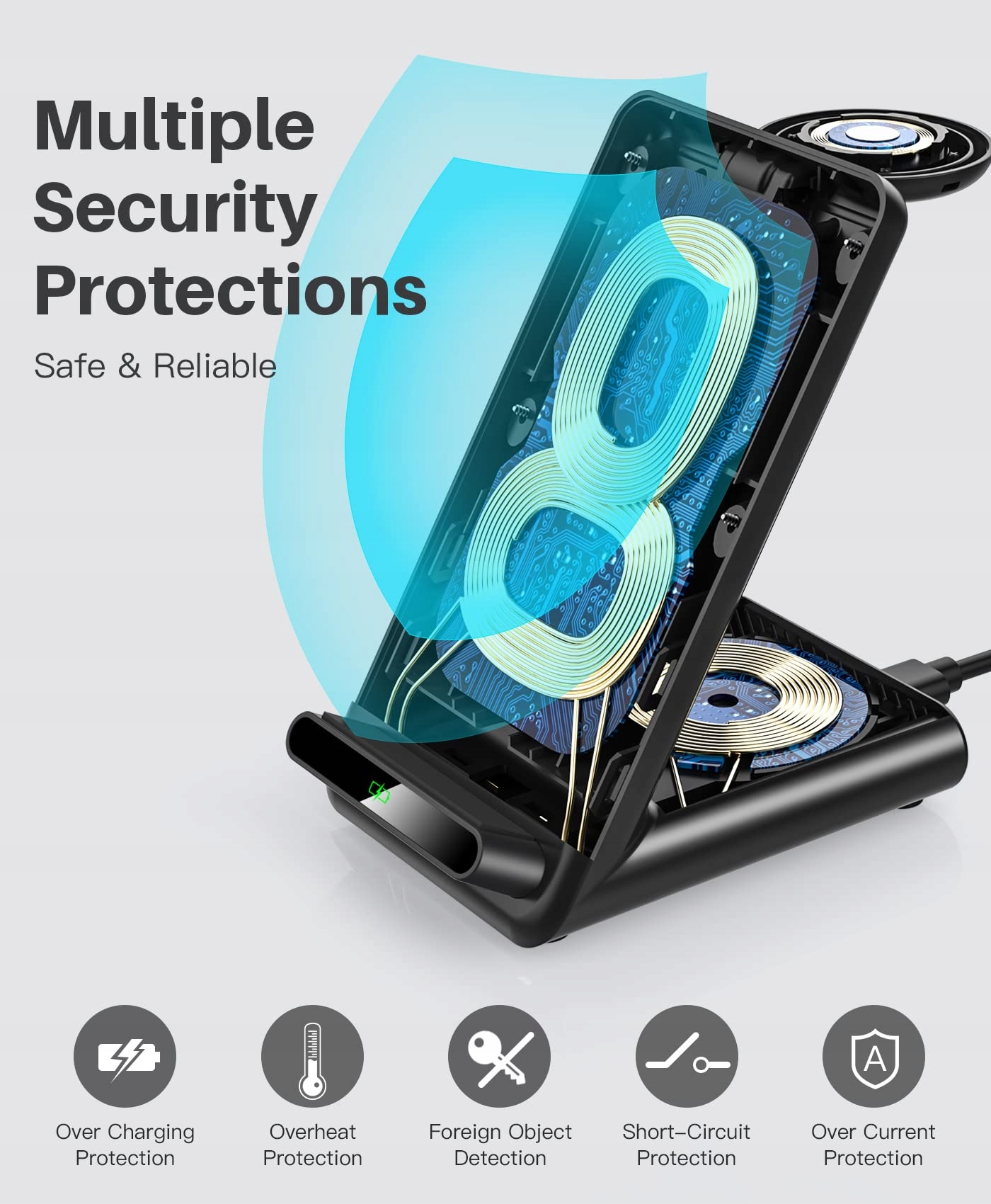 YLLZI ŁADOWARKA INDUKCYJNA DO IPHONE APPLE WATCH AIRPODS PRO 3w1 — miniatura 3