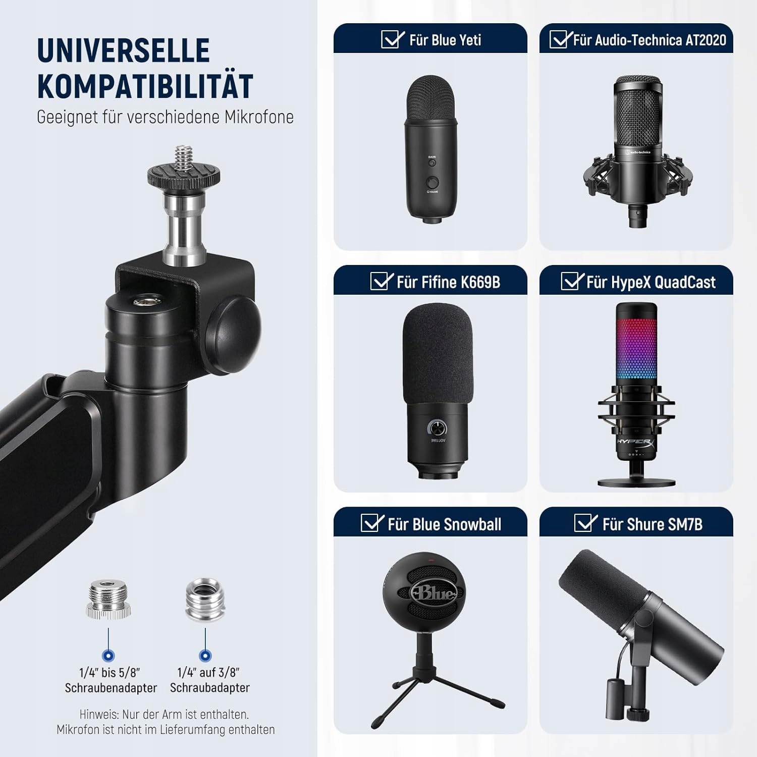 NEEWER Niskoprofilowy Mikrofonarm 360° do Shure Blue Yeti Podcast — miniatura 7