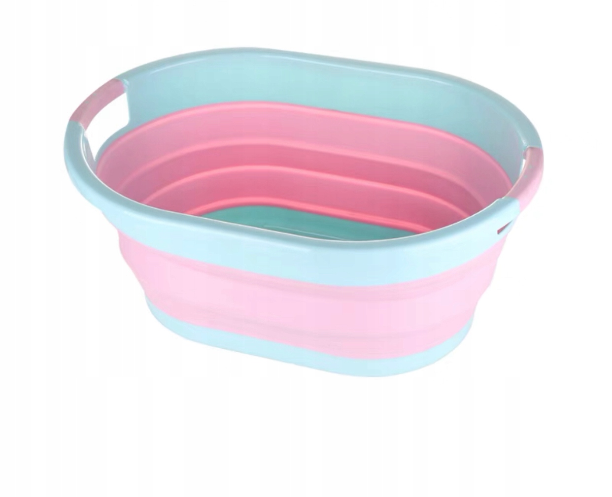 KOSZ NA PRANIE SKŁADANY SILIKON ROZ I NIEBIESKIE