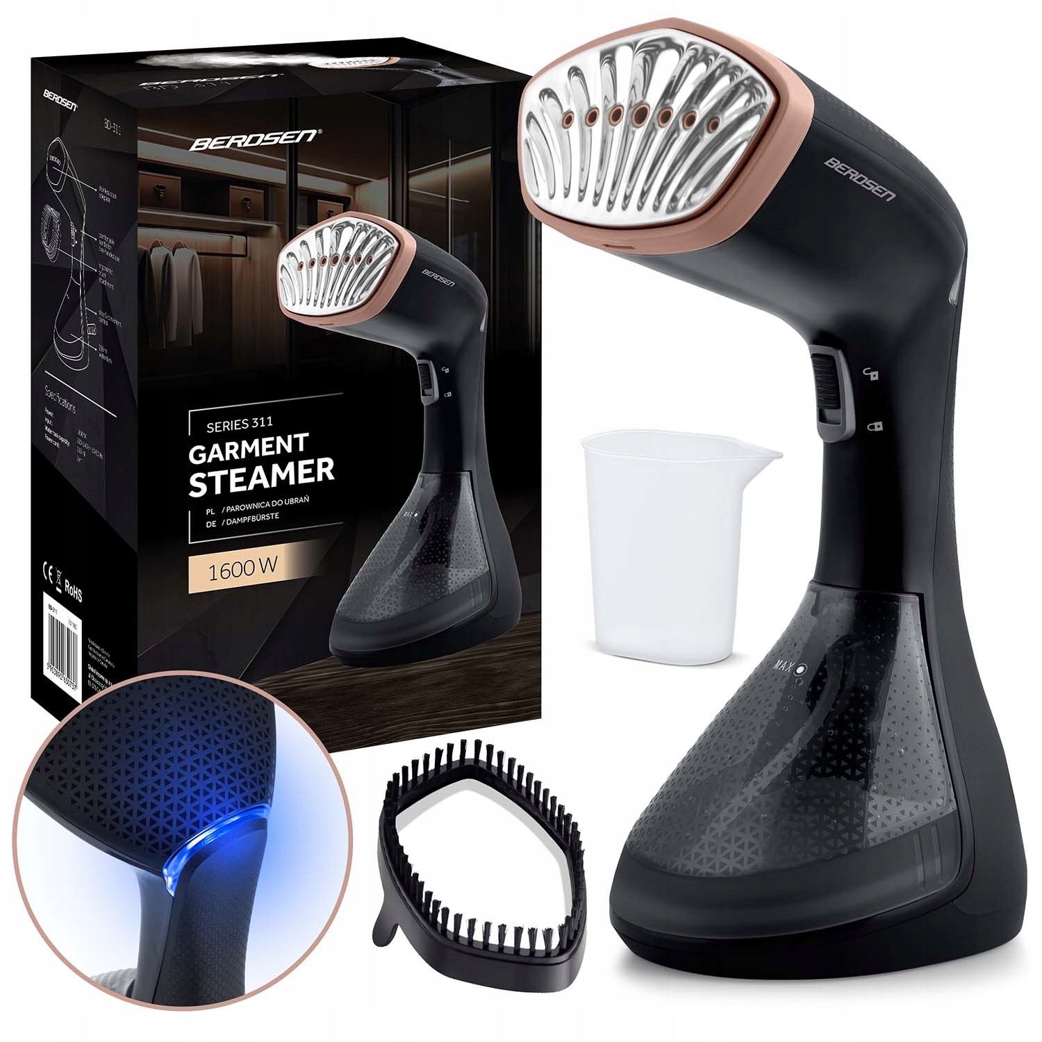 Napařovač Oděvů 1600 W Steamer Ruční Výkonné Žehlení Párou Sada