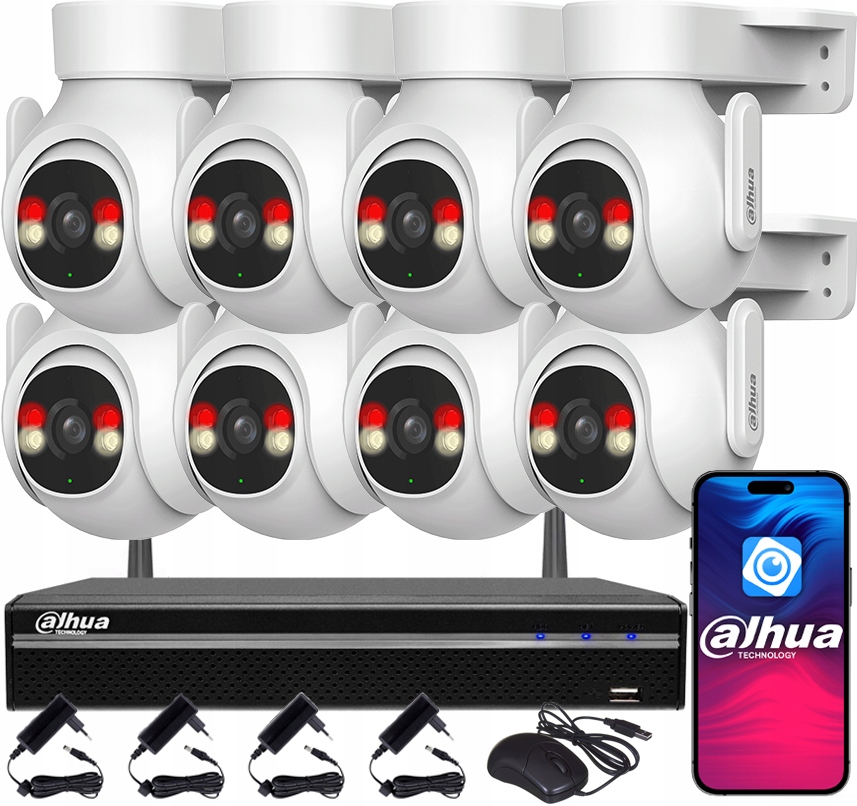 Monitorování Wifi 5MPx Dahua pro 8 kamer P5B-PV Otočné venkovní duální světlo