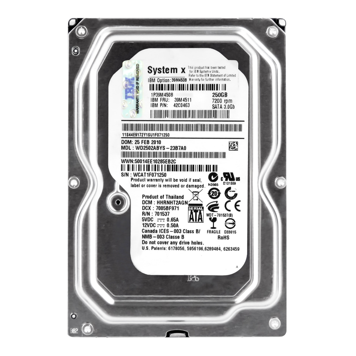Ibm 39M4511 42C0463 250GB 7.2K 16MB Sata II 3.5'' WD2502ABYS