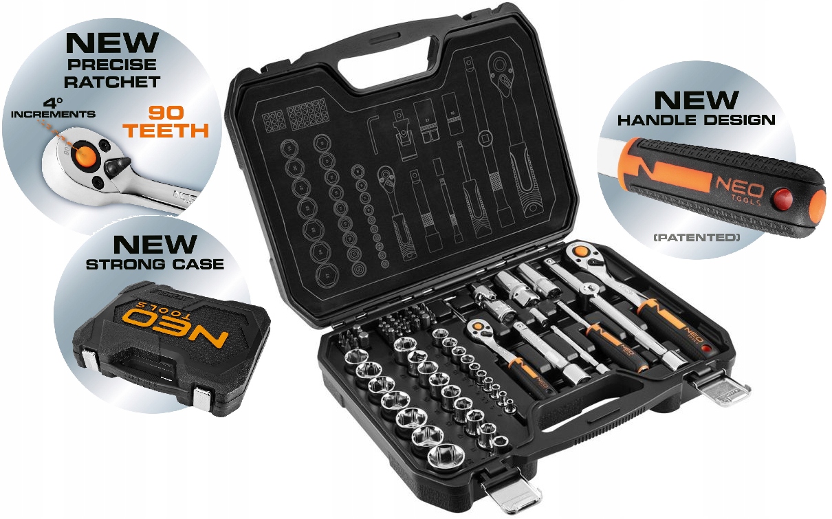 Neo Nástrčné kľúče 1/2' 1/4' sada 73 ks 10-054
