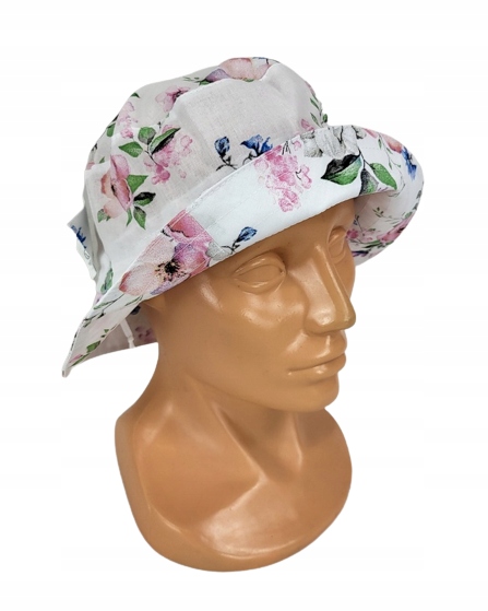 588 KAPELUSZ letni BIAŁY wzór 100% BAWEŁNA L