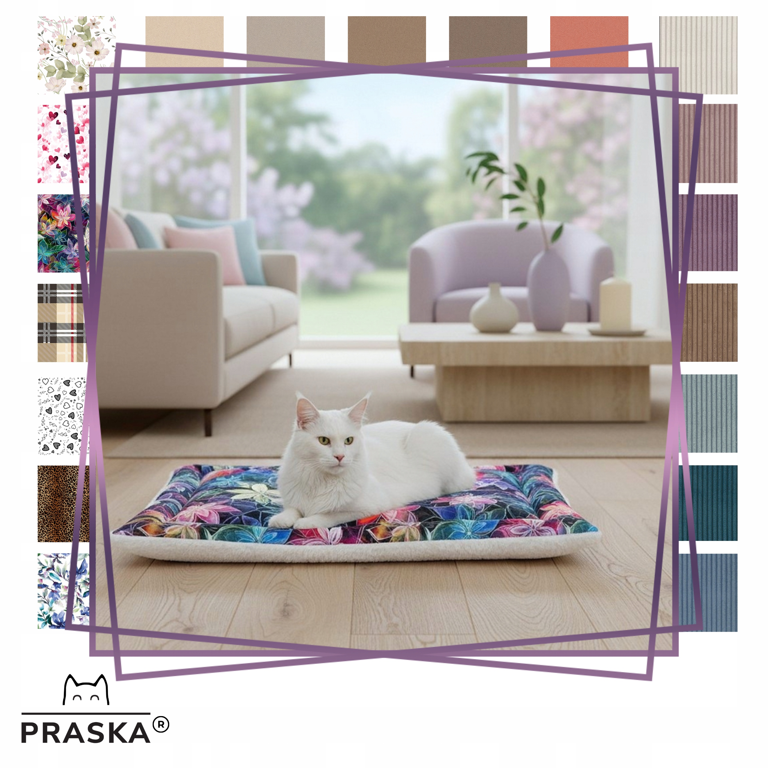 Levně Pražská Pelíšek oboustranná podložka pro kočky 60x40 cm Personalizace barev