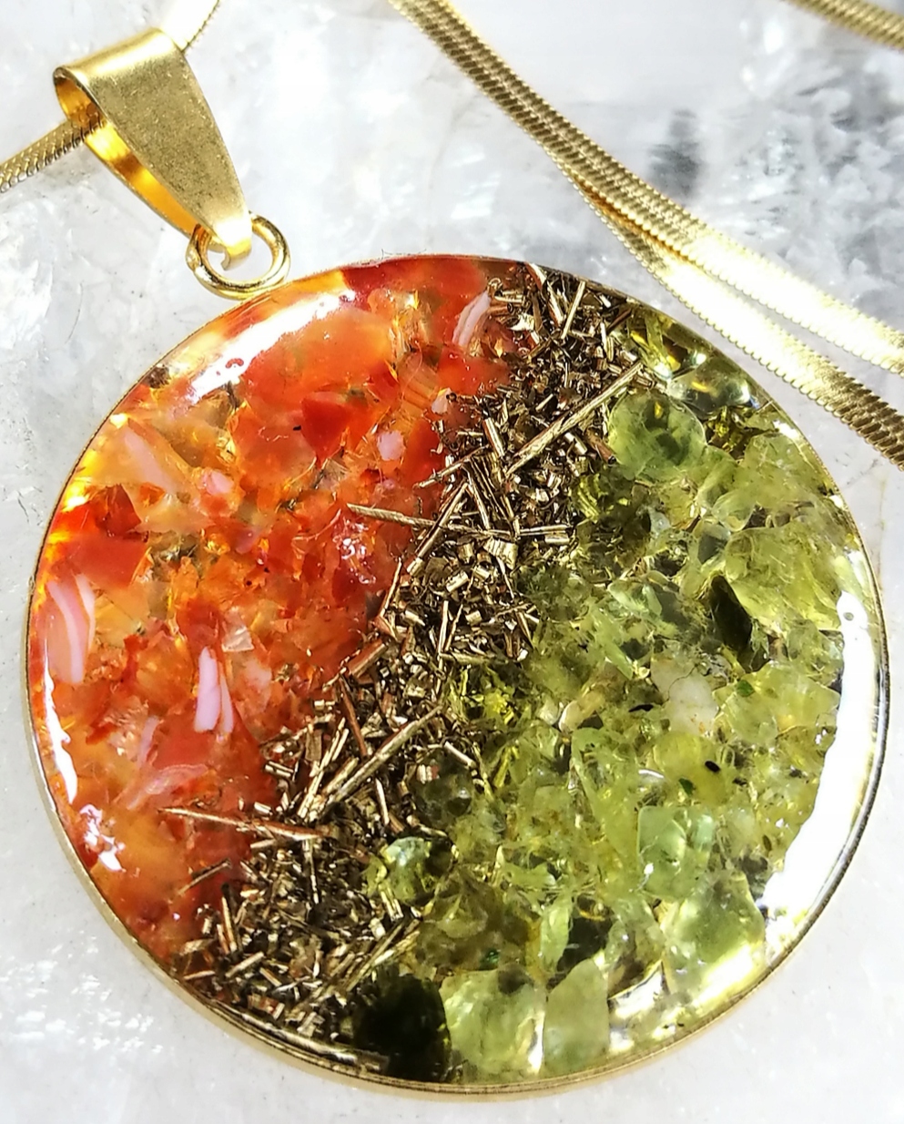 Orgonit Zářič 5G Karneol Peridot Talisman