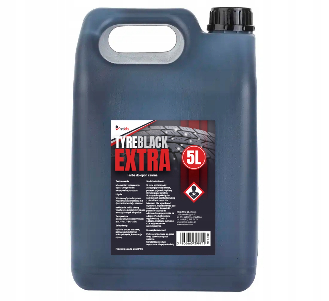 Farba do opon Redats Tyre Black Extra 5 l