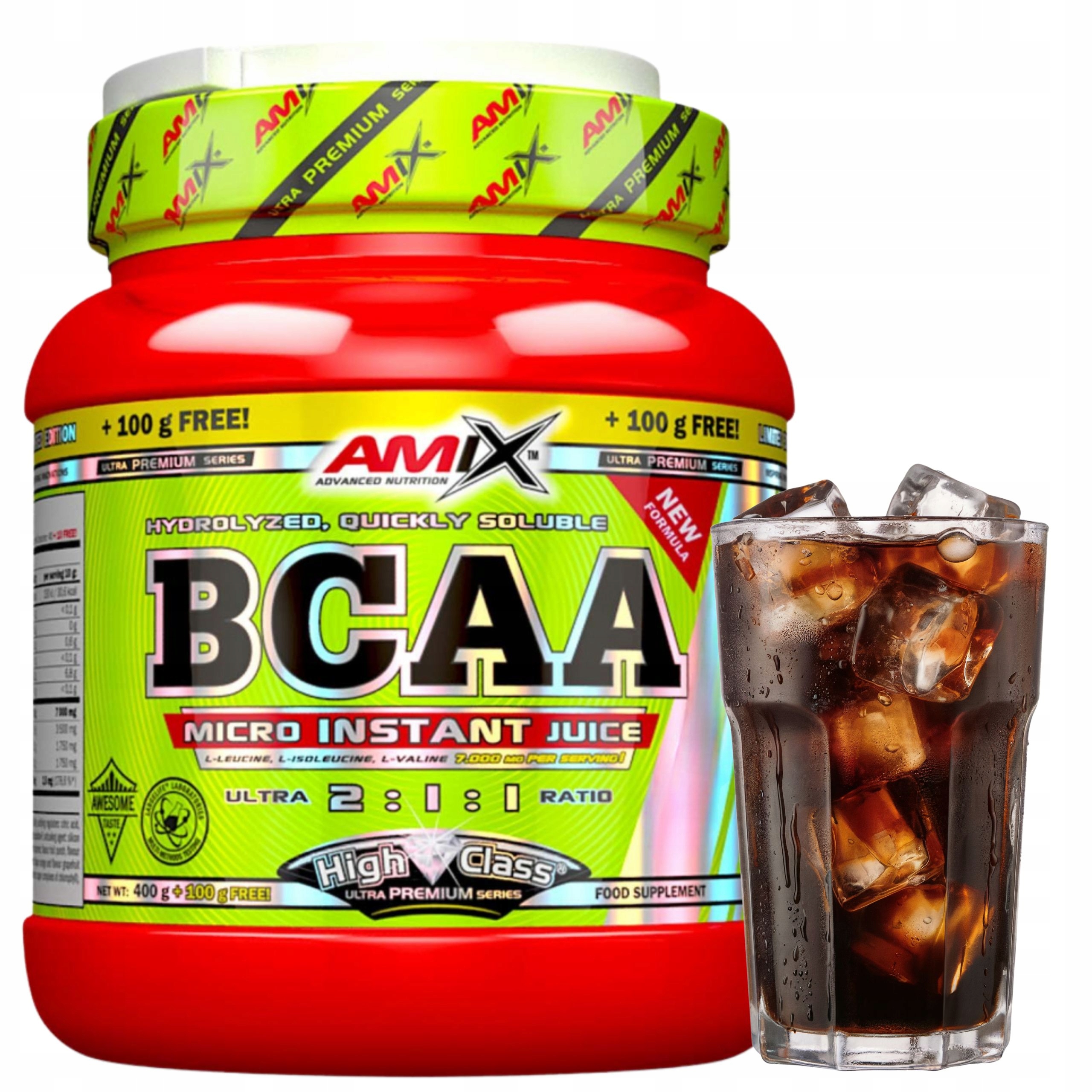 Bcaa Regenerace větvené aminokyseliny 2:1:1 Podpora svalů Cola 500 g