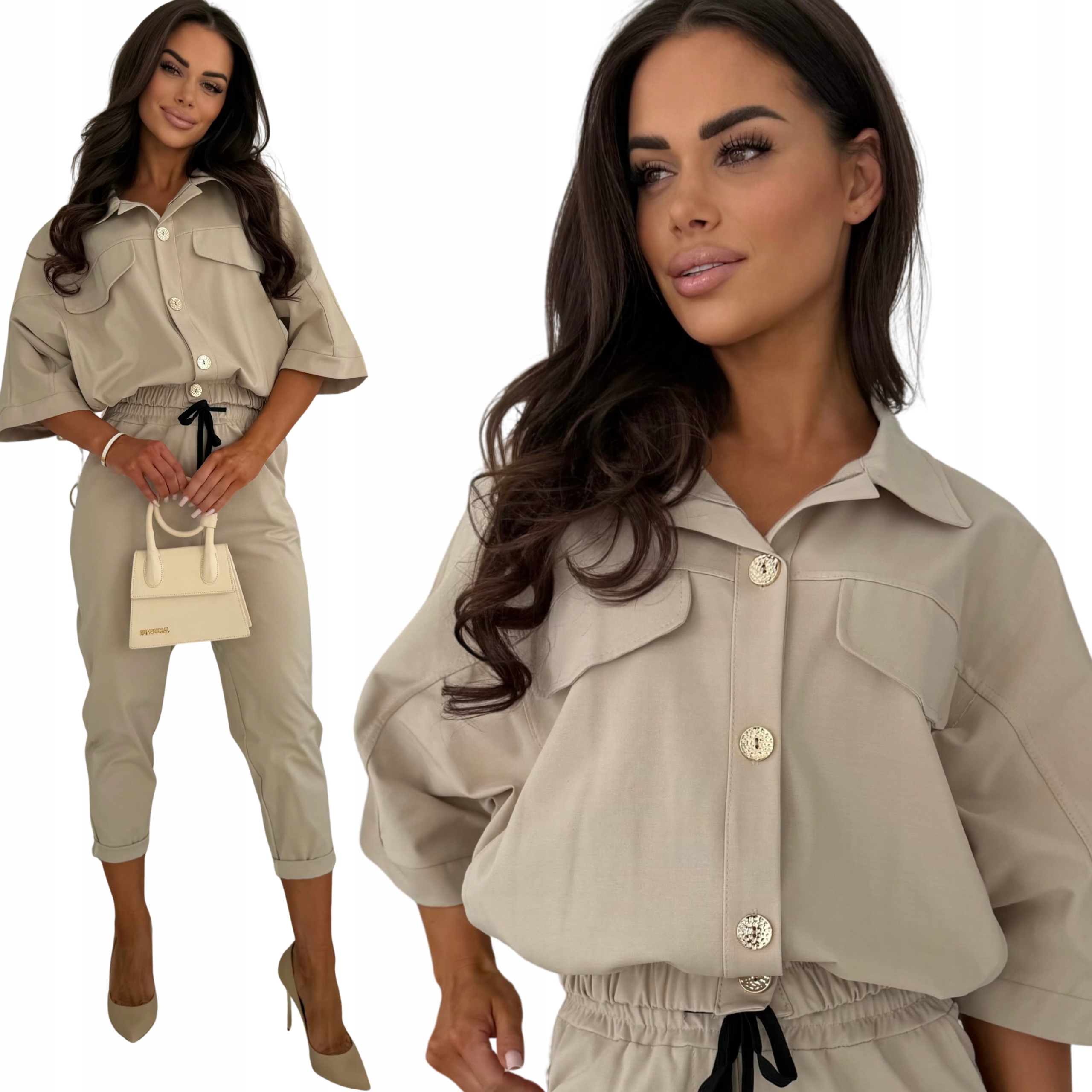 Garnitur Komplet Zestaw Kobiecy Damski Spodnie Koszula Bawełn Wiskoz K 3083