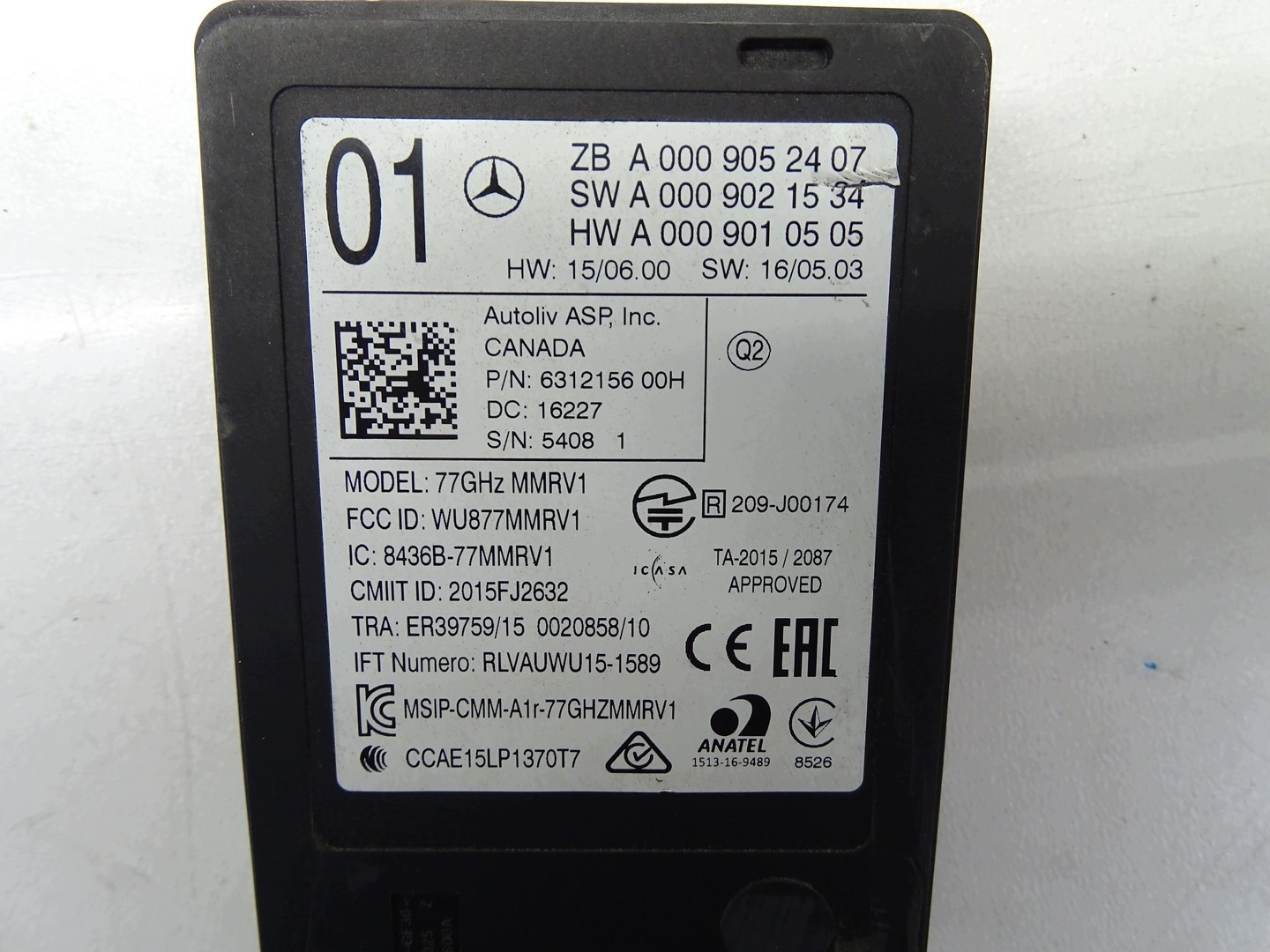 Module RADAR SENSOR DISTRONIC MERCEDES E W213 A0009052407