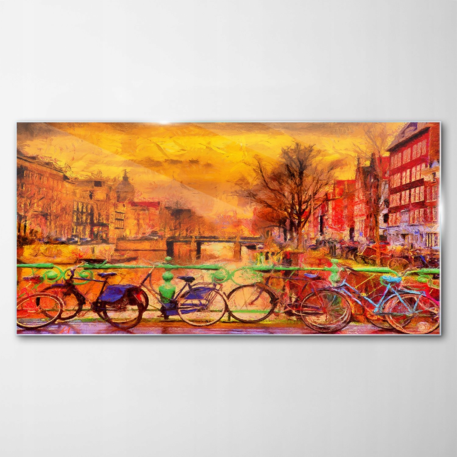 Obraz na skle Dekor Amsterdam Kanál Bicykel 140x70