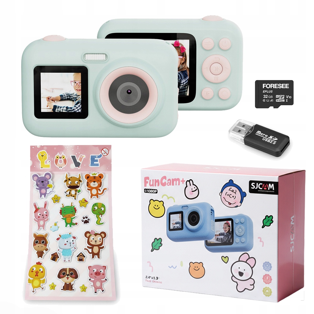 Fotoaparát Pro Děti Funcam+ Sjcam Kamera 2 LCD obrazovky samolepky hry 32GB