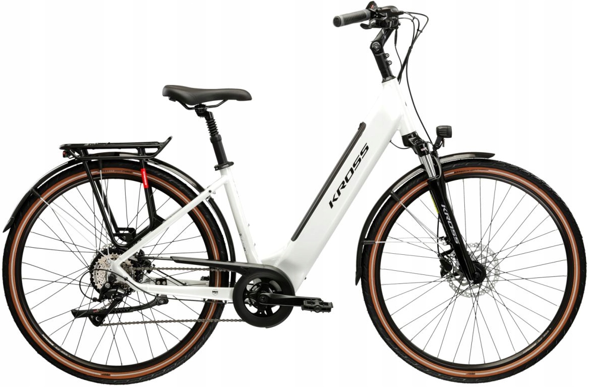 Kross Trans Hybrid 1.0 L(19") 28 rower elektryczny perłowy/czarny połysk