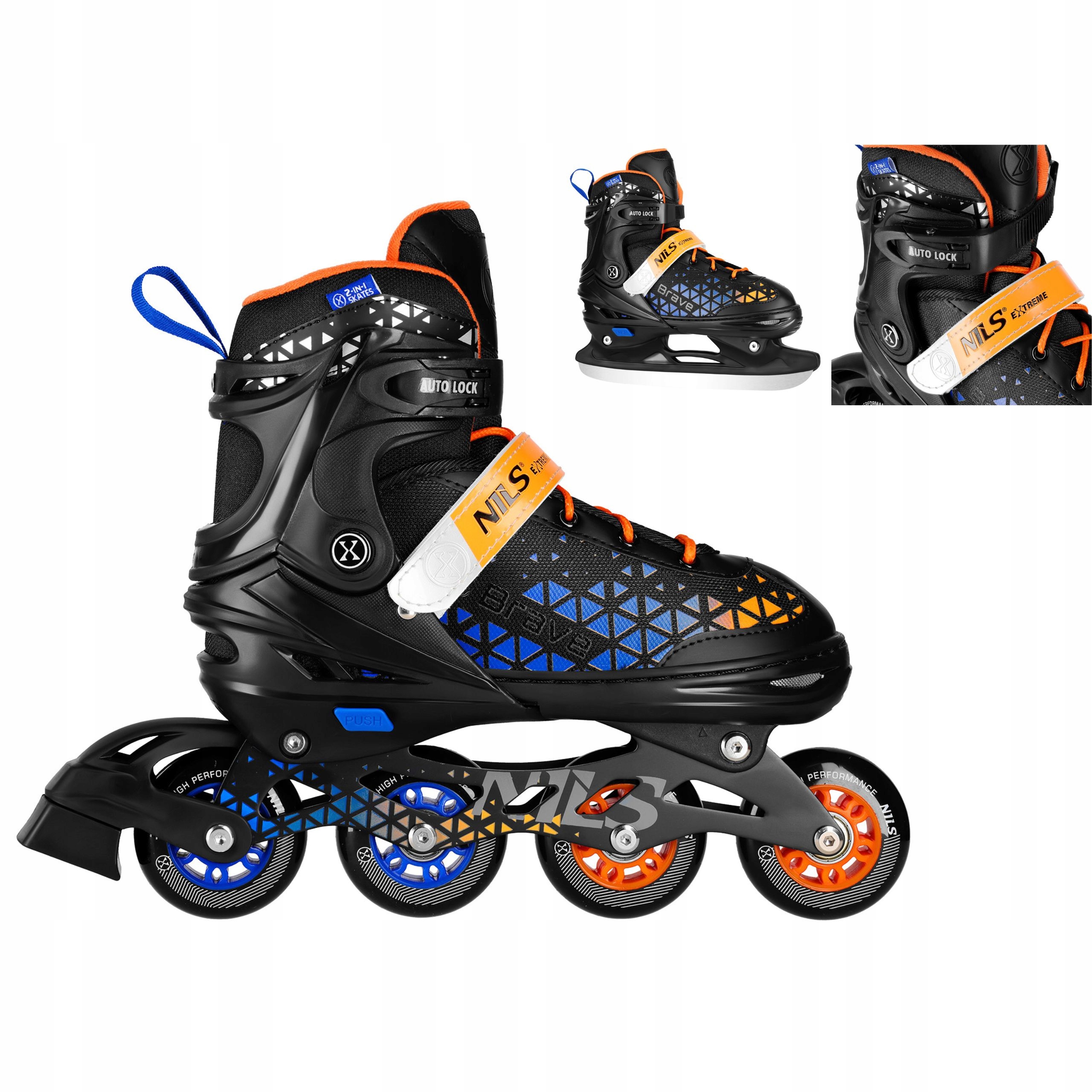 Łyżworolki 2w1 regulowane 39-43 L niebieskie łyżwy hokej alum Nils Extreme