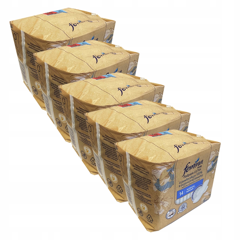 5X Femina Pure Podpaski Ultra Z Powłoczką W 100% Z Organicznej Bawełny