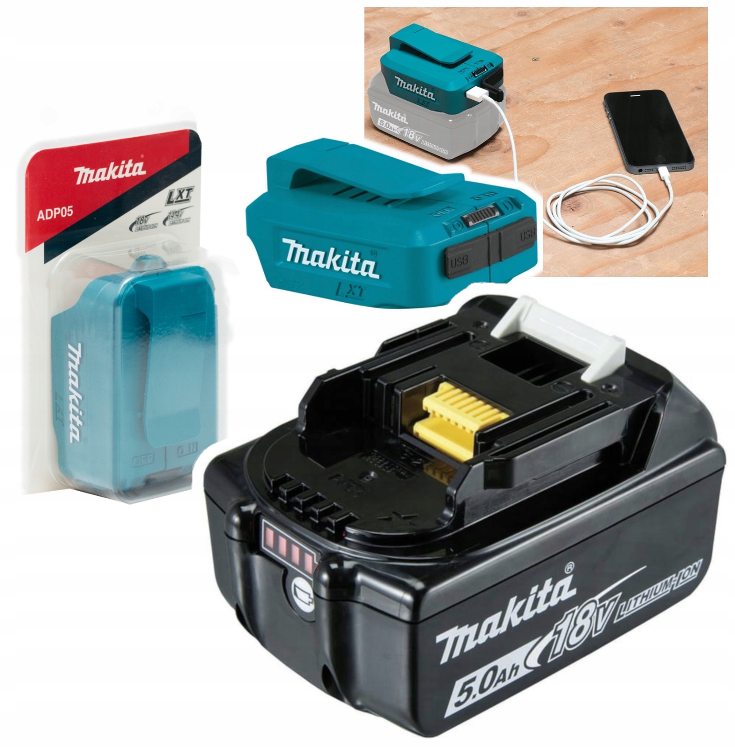 

Makita ADP05 +Akumulator Adapter Usb Ładowarka 18V