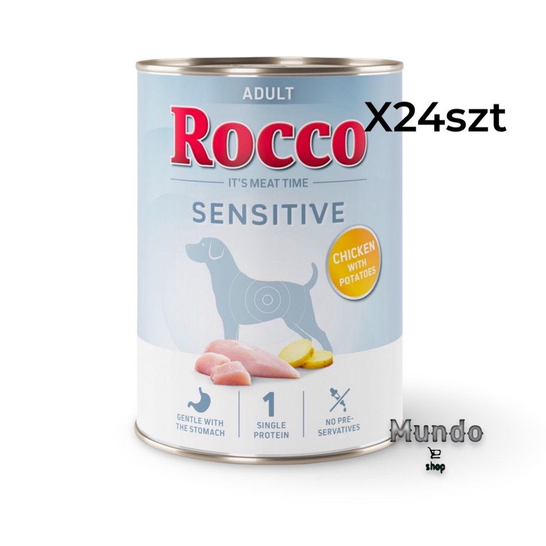 Vlhké Krmivo Rocco Sensitive Kuřecí brambory 400 g 24 ks