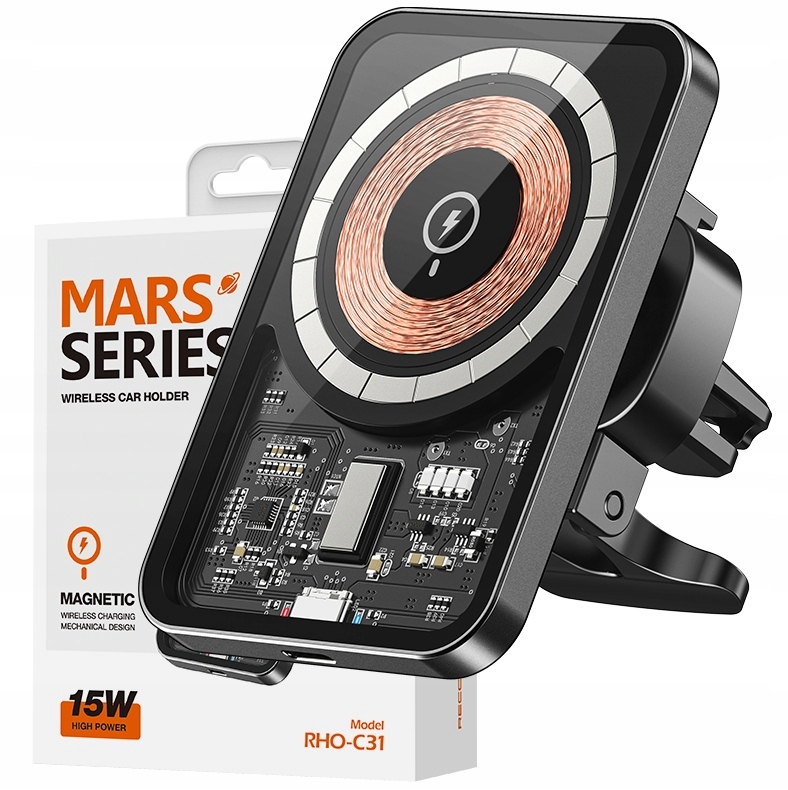 Mag Uchwyt Na Telefon Do Kratki Samochodu Z Funkcją Ładowania Qi 15W Recci