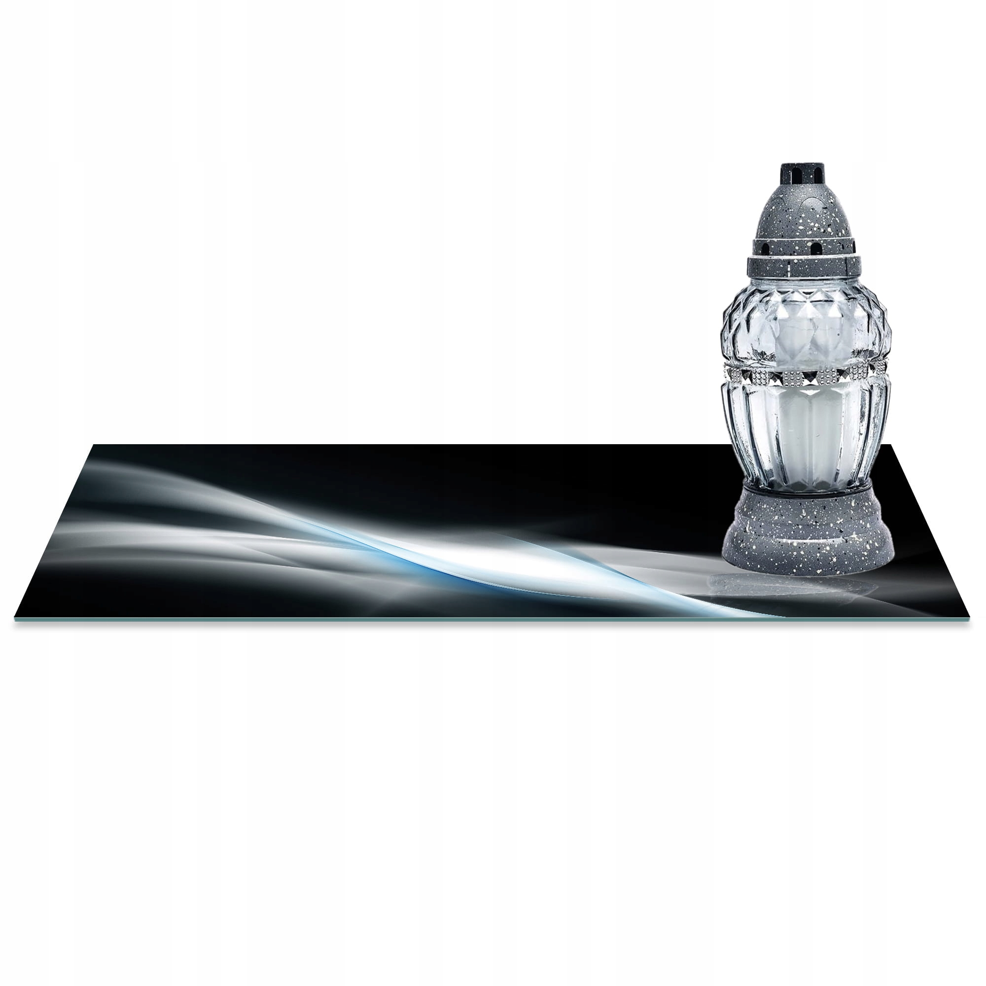 SZKLANA PODSTAWKA POD ZNICZE 60x20cm Popiel 125c