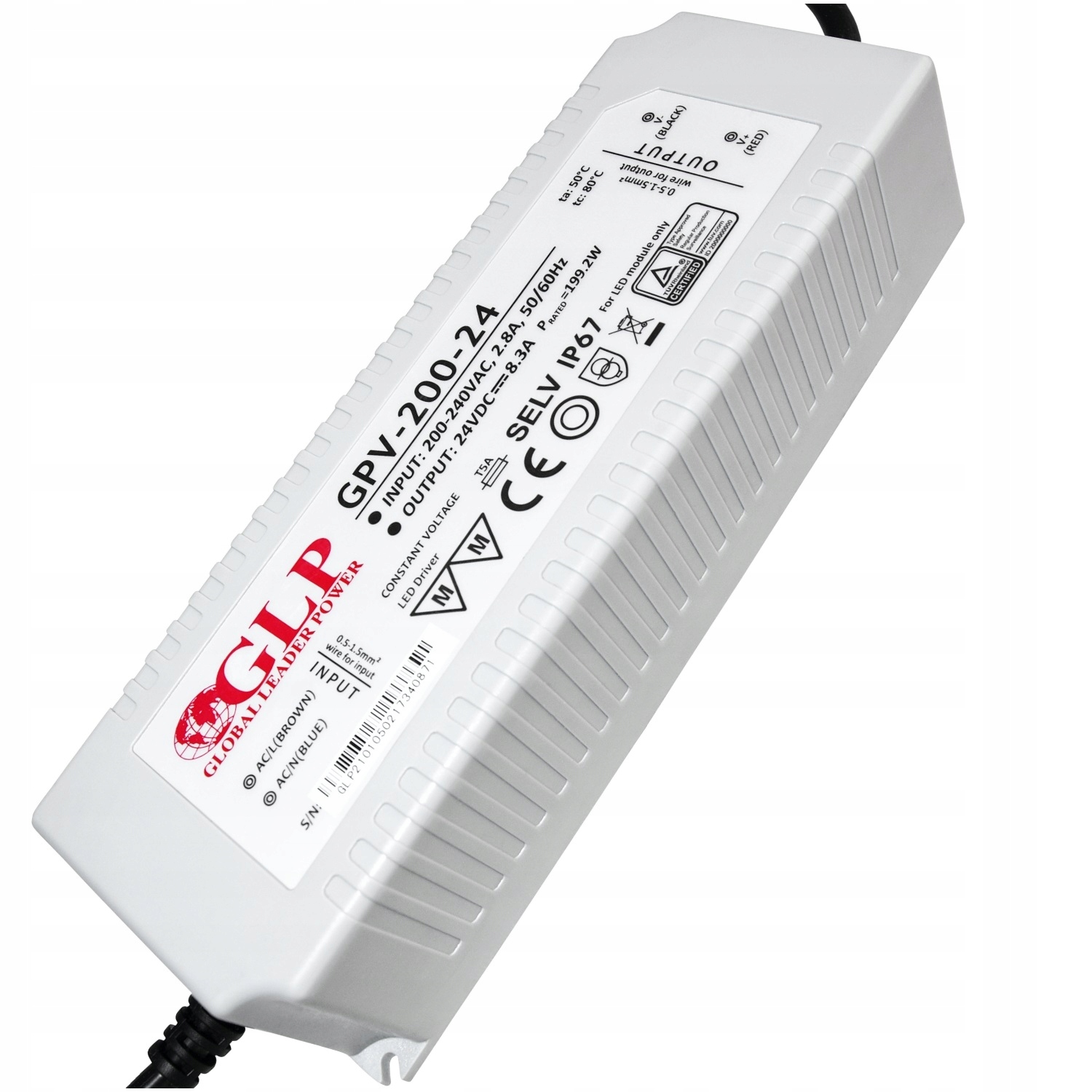Zasilacz Hermetyczny 24V 8.3A Do Taśmy Led Impulsowy Transformator DC IP67