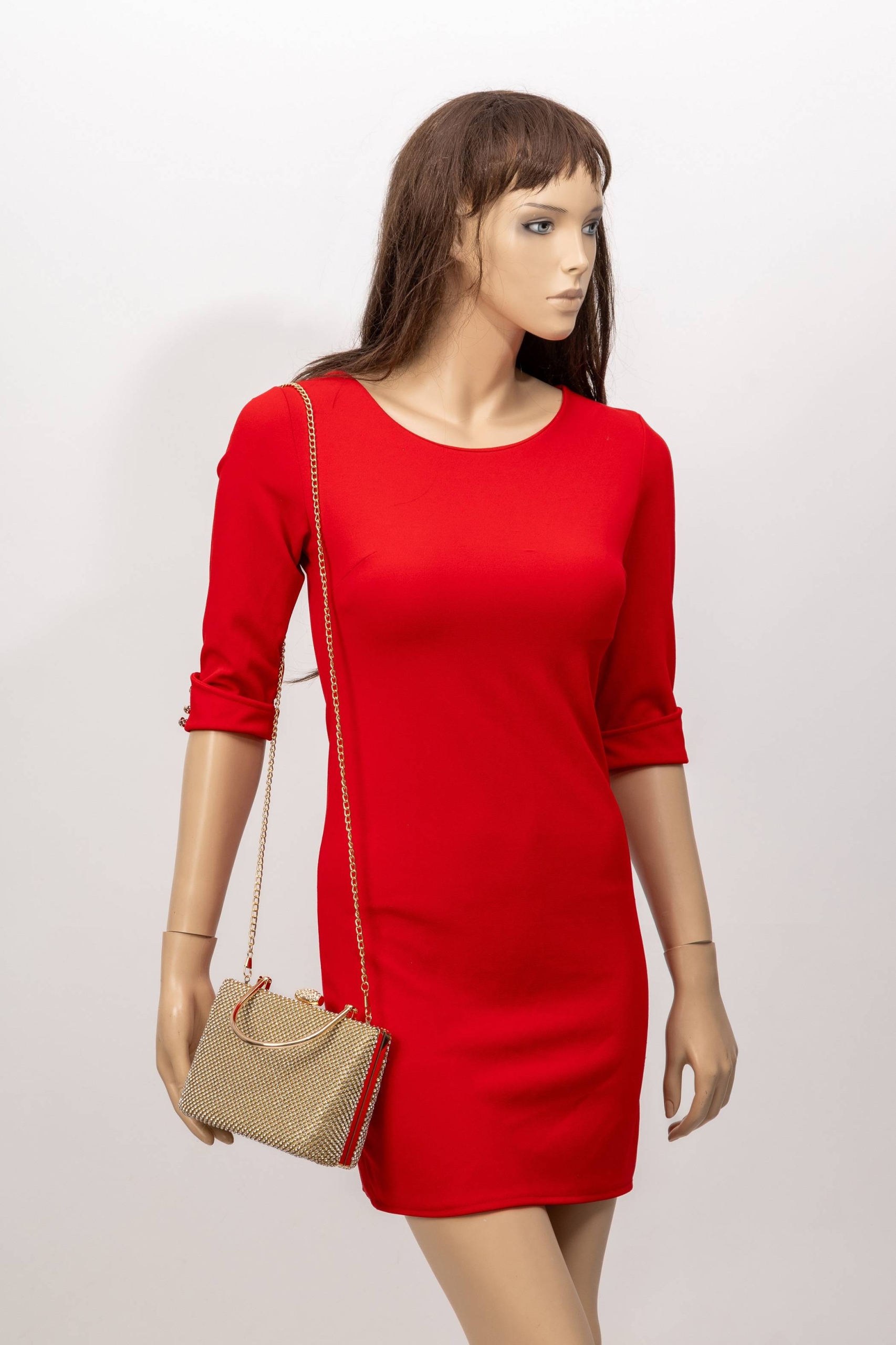 TOREBKA WIZYTOWA PUZDERKO WIECZOROWA ELEGANCKA MAŁA NA ŁAŃCUSZKU ZŁOTA BOX Styl wizytowy