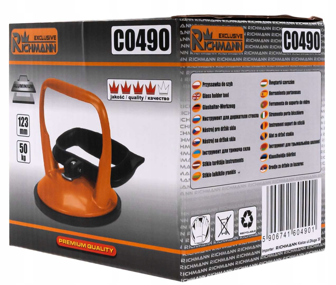 RICHMANN PRZYSSAWKA DO SZYB 123 MM, 50 KG, ALUMINIOWA C0490 Waga produktu z opakowaniem jednostkowym 0.501 kg