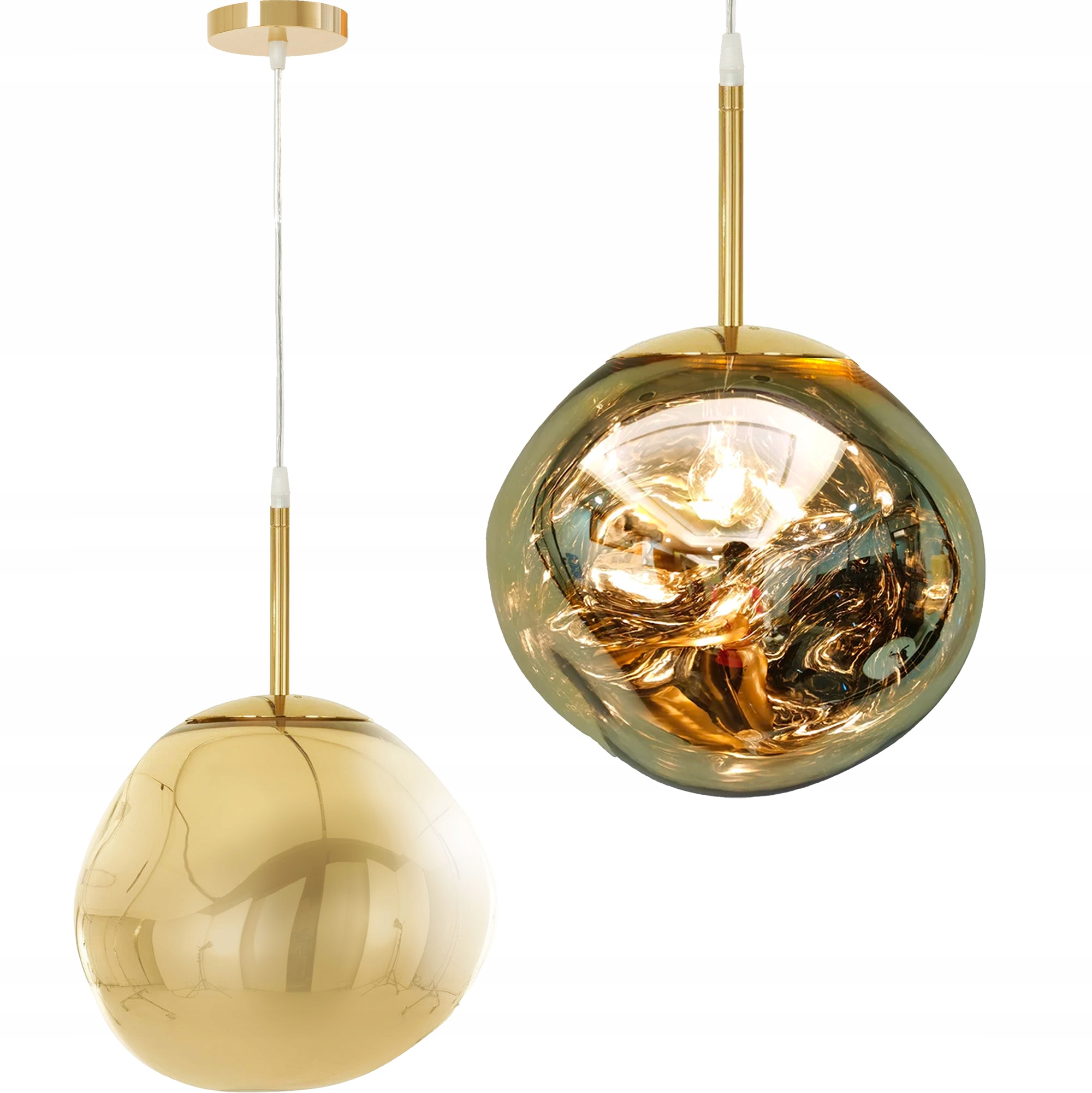 Lampa Pojedyńcza Złota Kula Gwint E27 Szklany Klosz Glamour 1 Punktowa